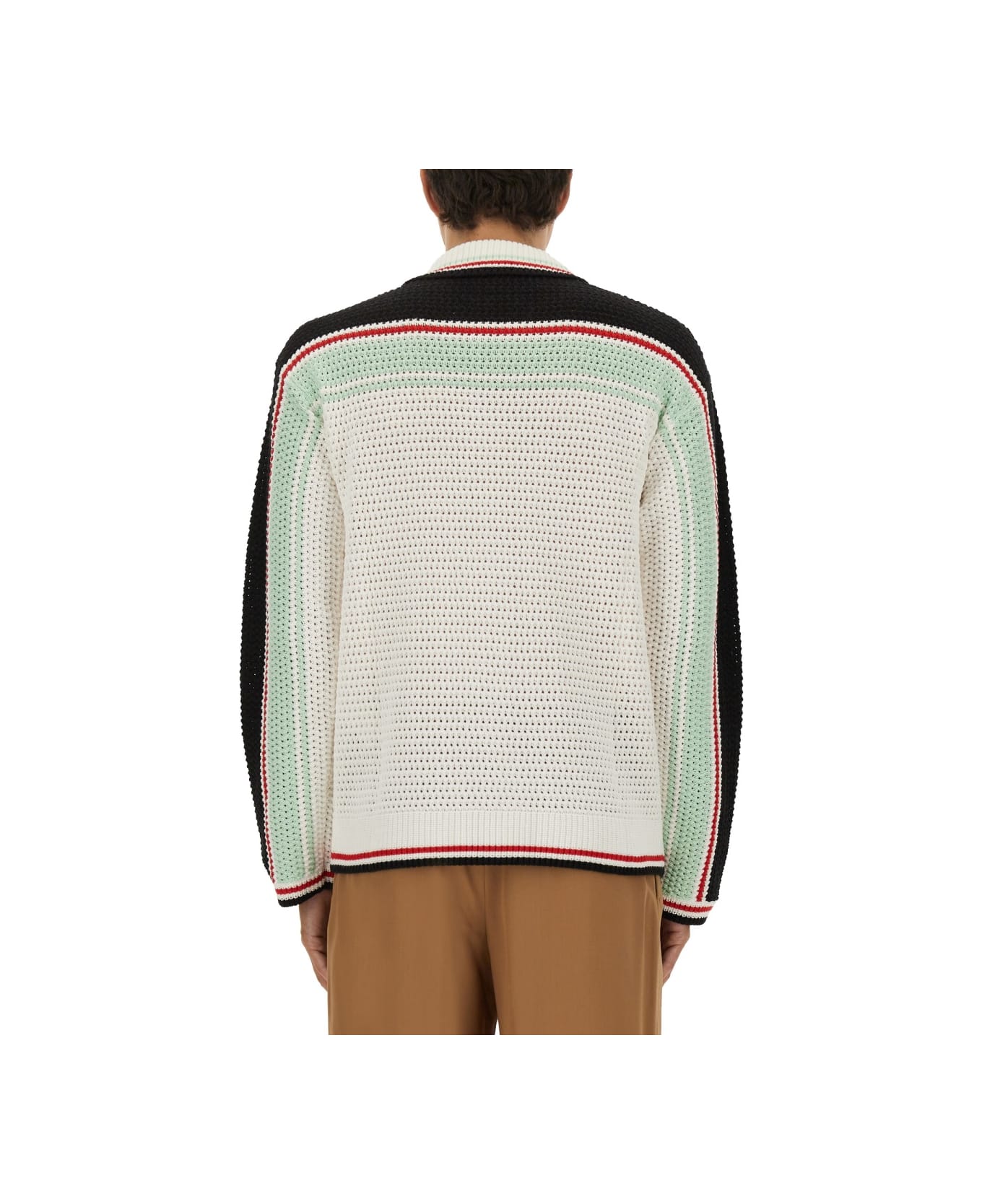 Casablanca Cotton Knit Tennis Shirt - BLACK