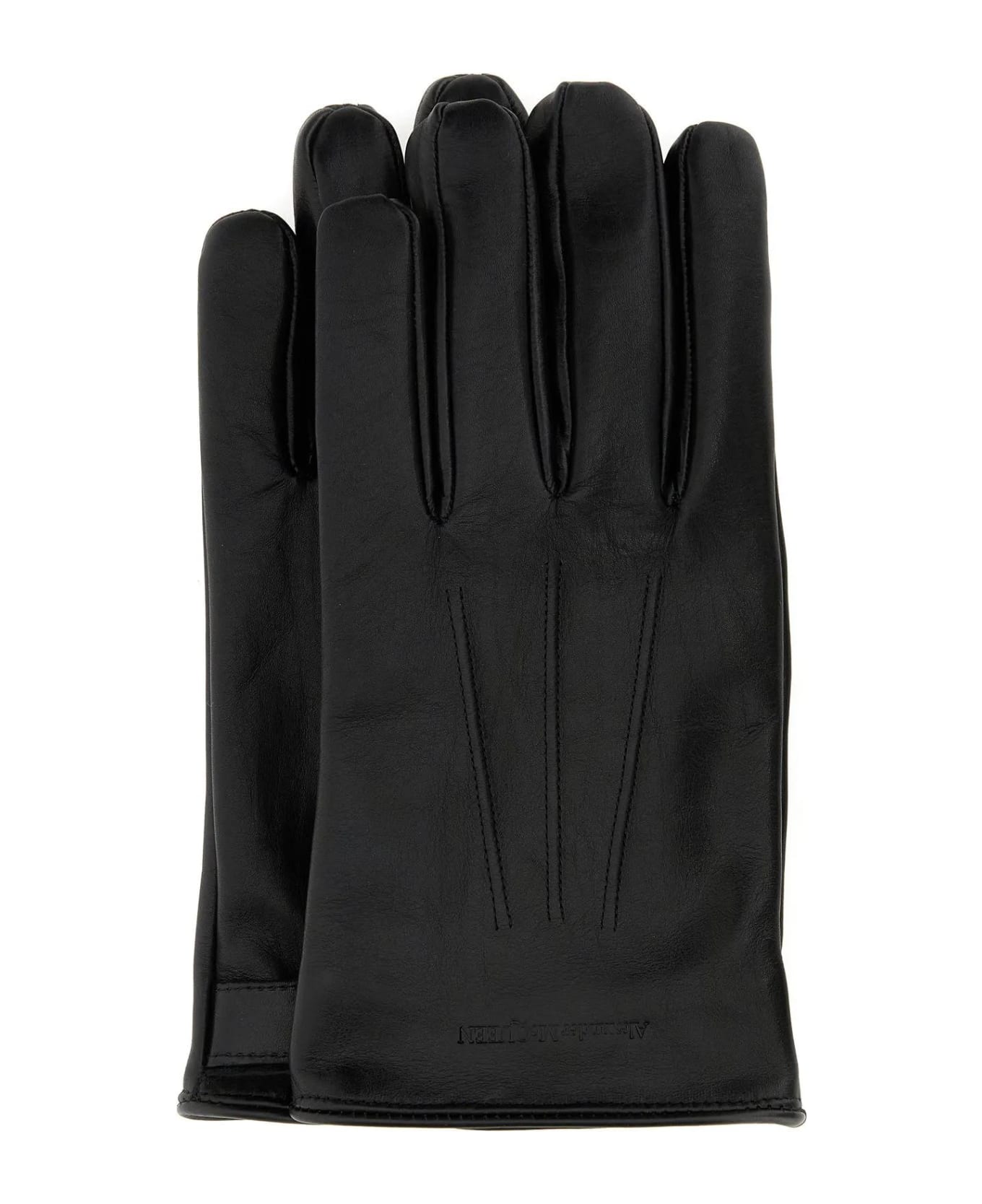 Alexander McQueen Black Leather Gloves