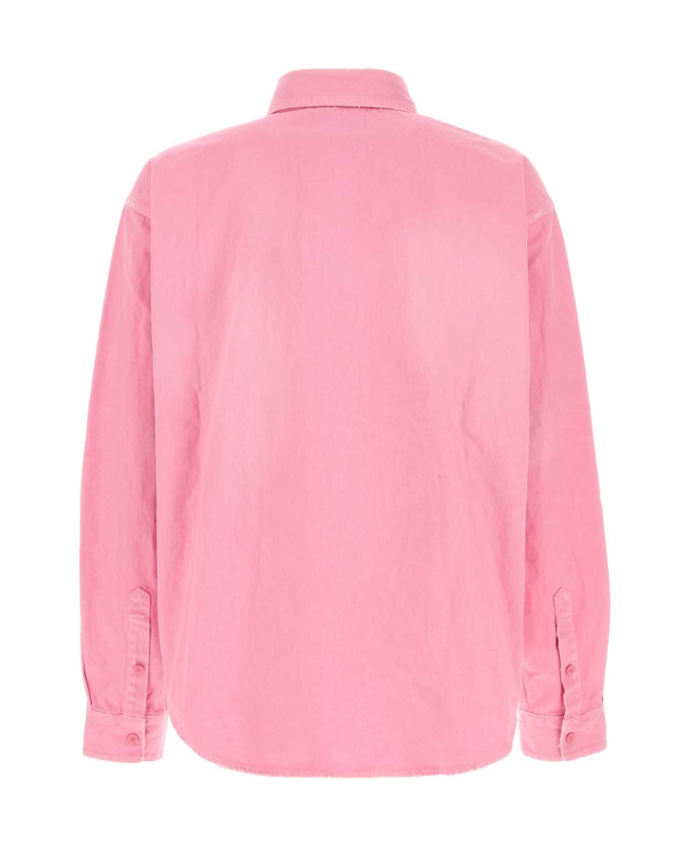 Balenciaga Pink Denim Oversize Shirt - BABYPINK