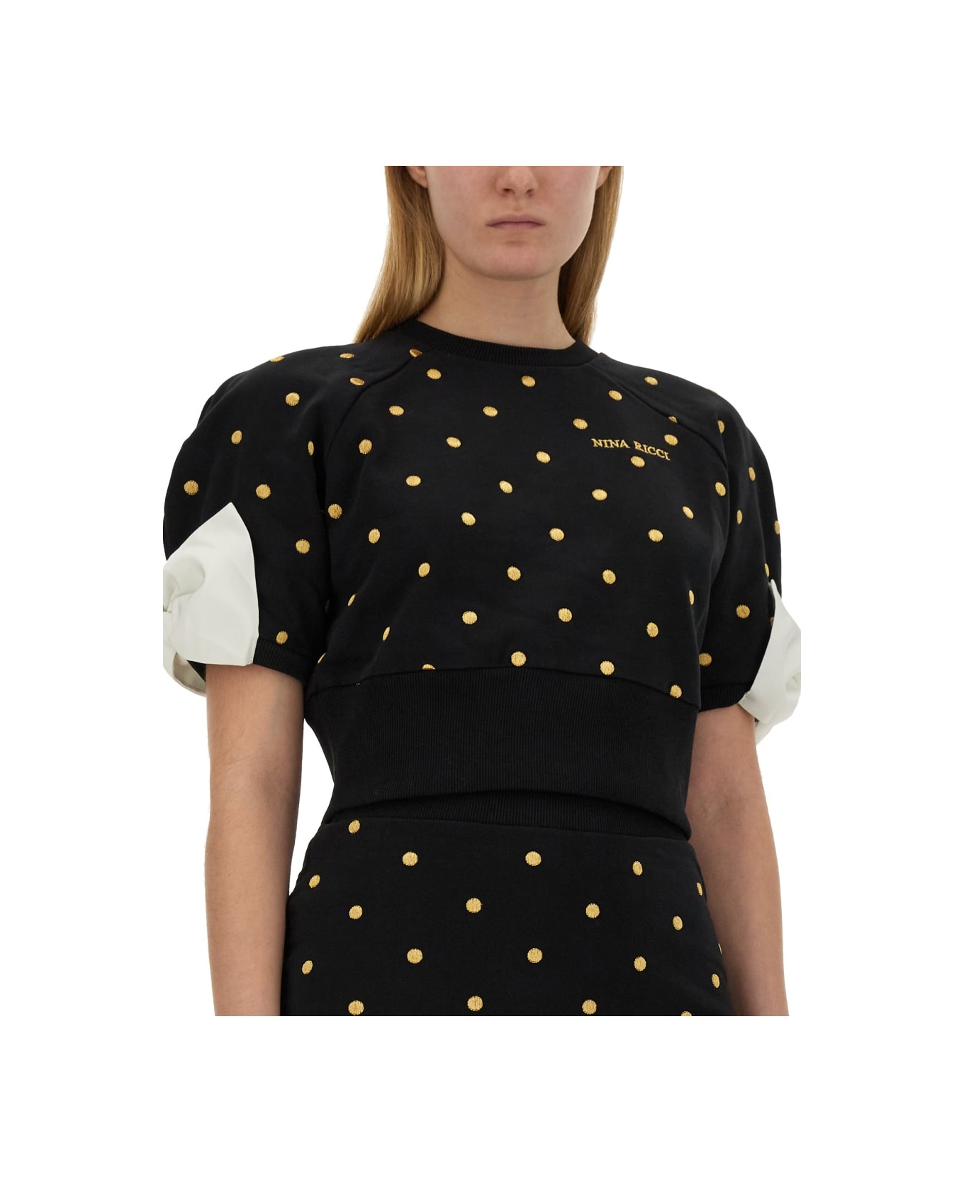Nina Ricci Cropped Fit T-shirt - BLACK ニットウェア