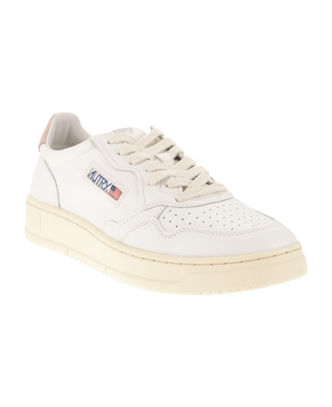 Autry Medalist Low - Leather Sneakers - White/pink