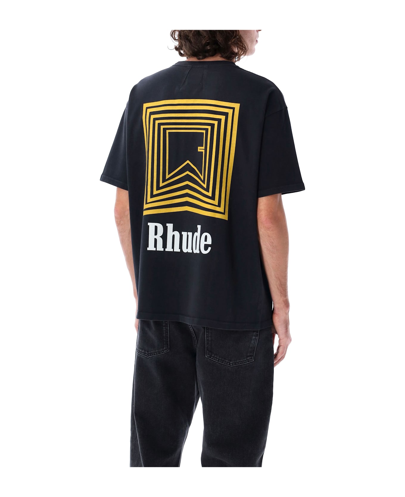 Rhude Chevron Logo Repeat Tee - VNTG BLACK