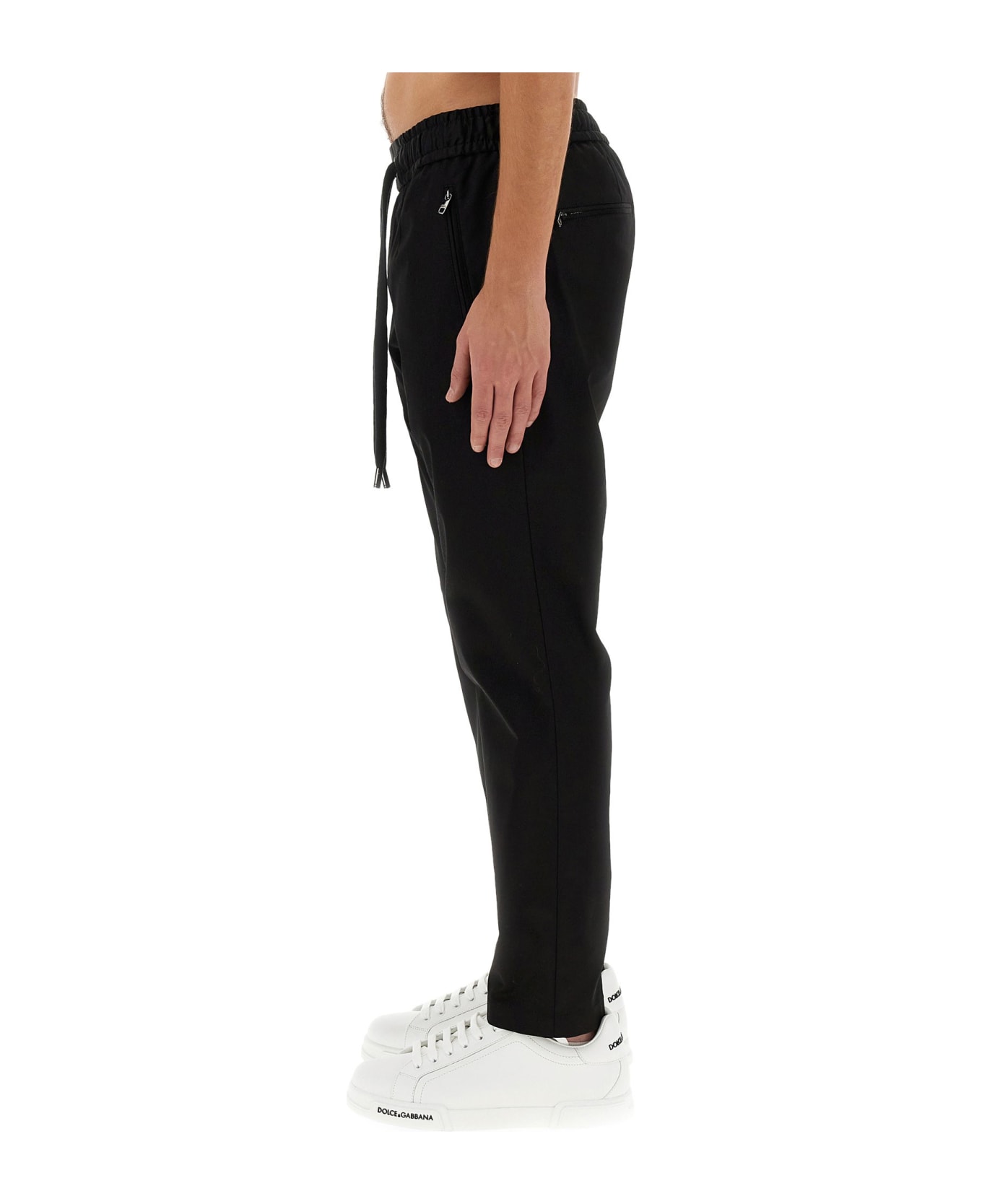 Dolce & Gabbana Jogging Pants With Plaque - Black