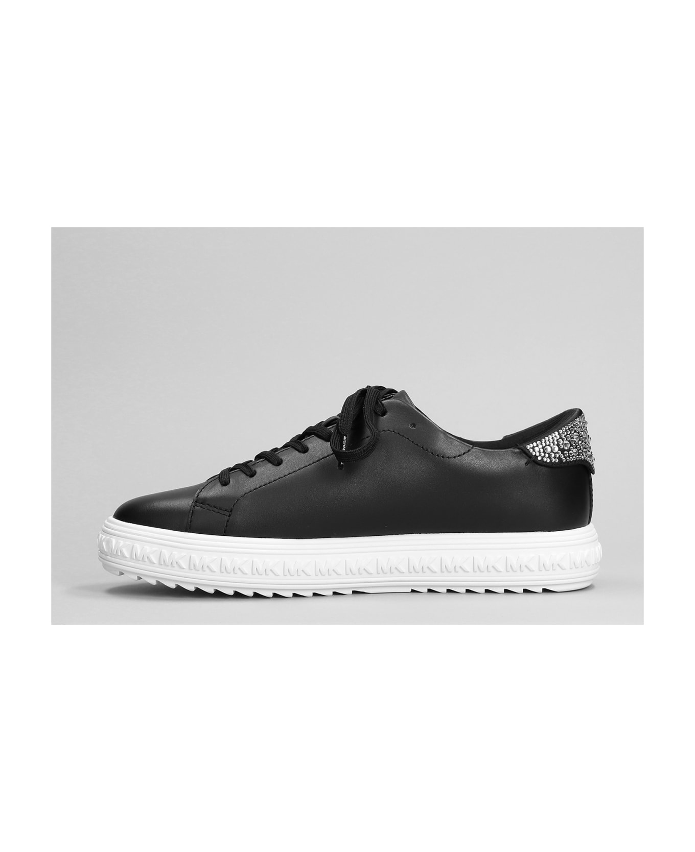 Michael Kors Grove Lake Up Sneakers In Black Leather And Jeans - black