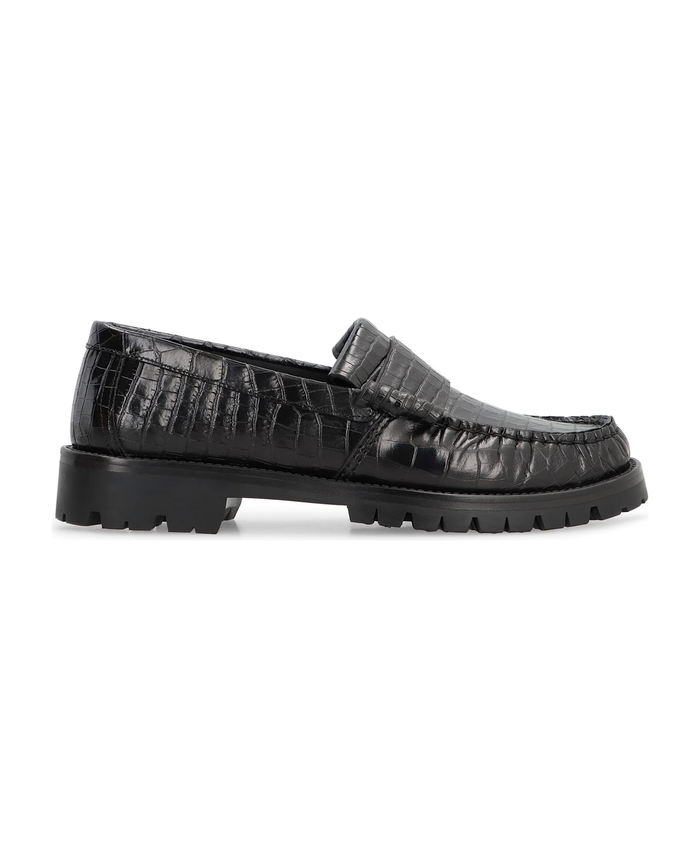 Rhude Printed Leather Loafers - black