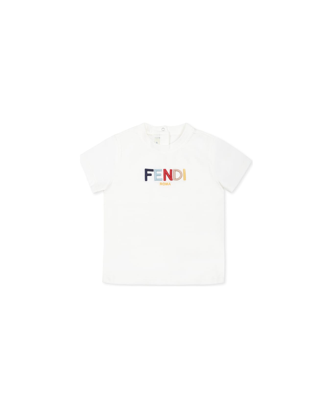 Fendi White T-shirt For Babykids With Logo - White