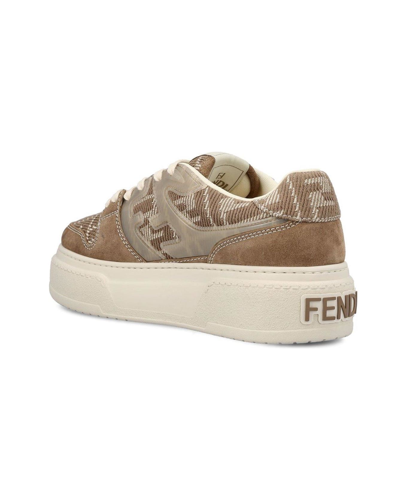 Fendi Match Lace-up Sneakers - Beige