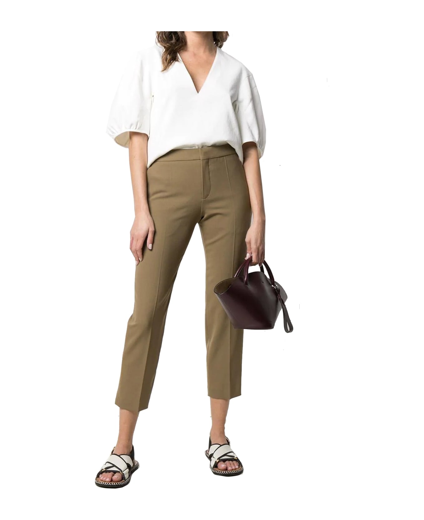 Chloé Cropped Tailored Trousers - Brown