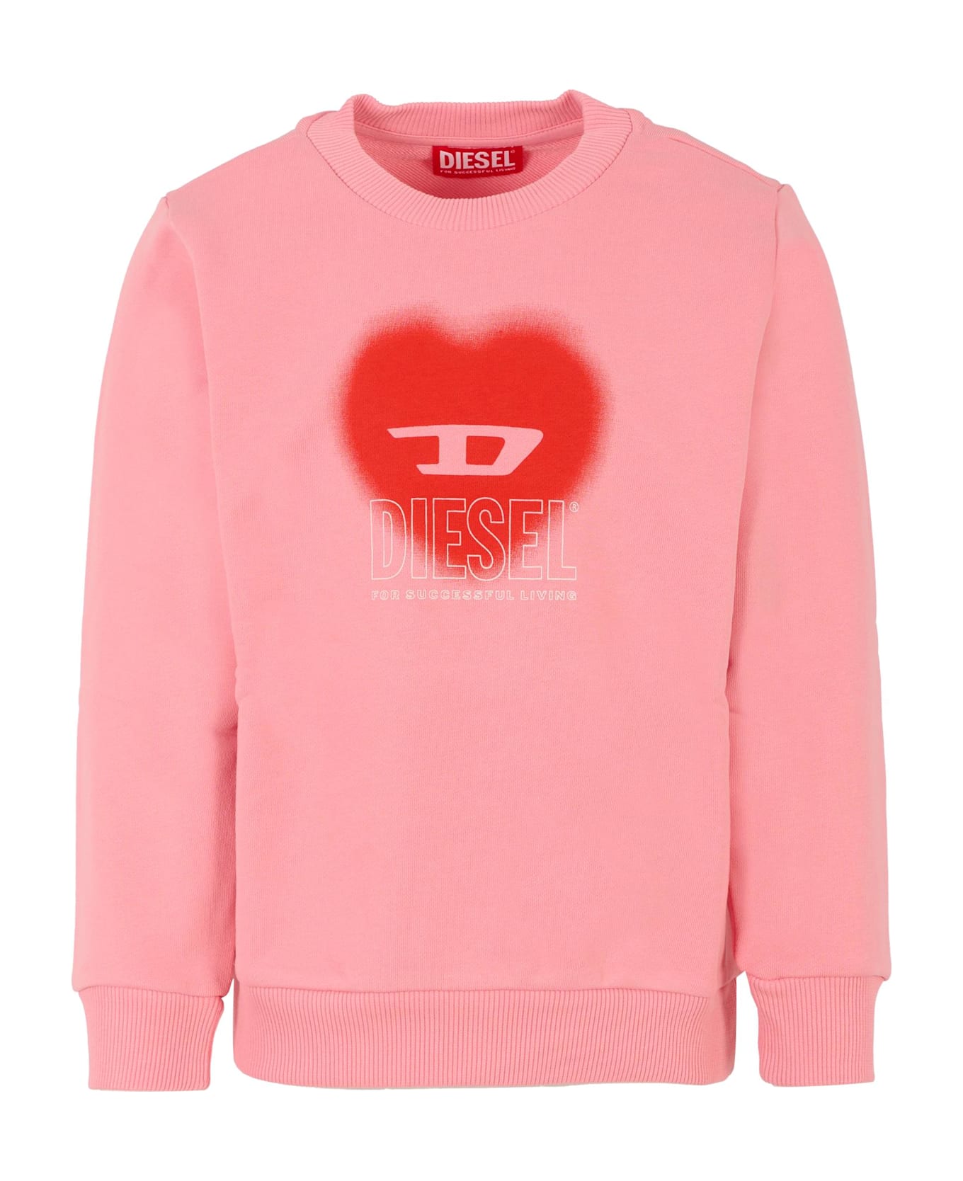 Diesel Pink Sweatshirt For Girl With Heart - Pink