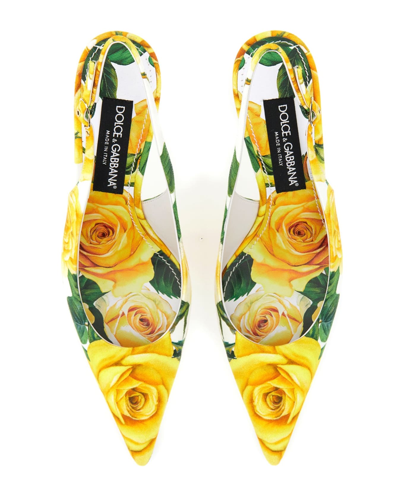 Dolce & Gabbana Floral Printed Slingbacks - Yellow
