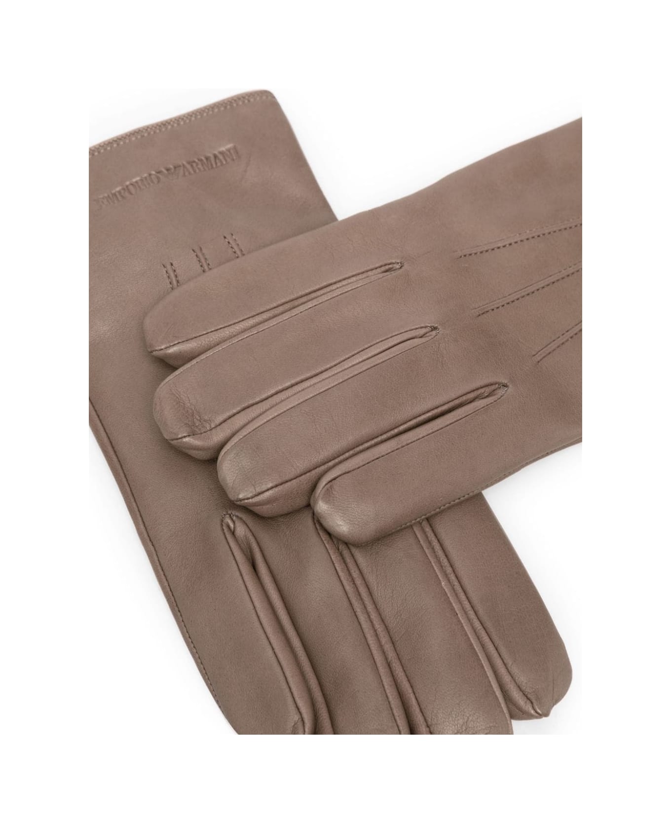 Emporio Armani Leather Man Gloves - Dove Grey