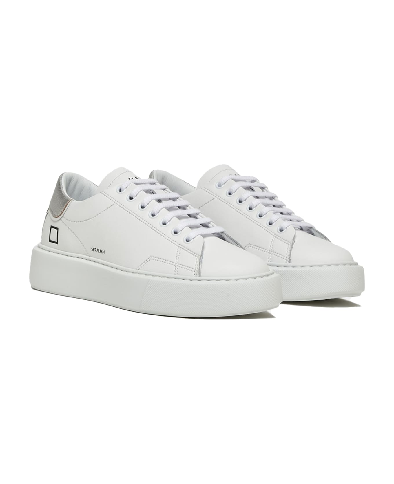 D.A.T.E. Sfera Women's Sneaker In Leather And Silver Heel スニーカー