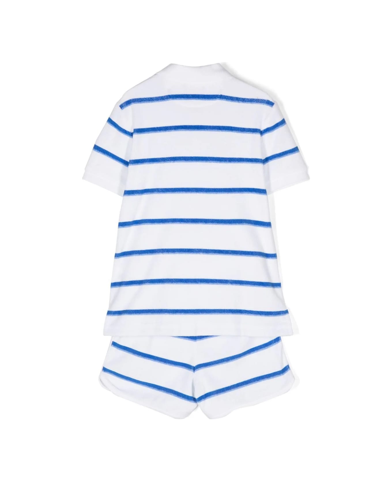 Ralph Lauren Blue And White Striped Set With Pony - White