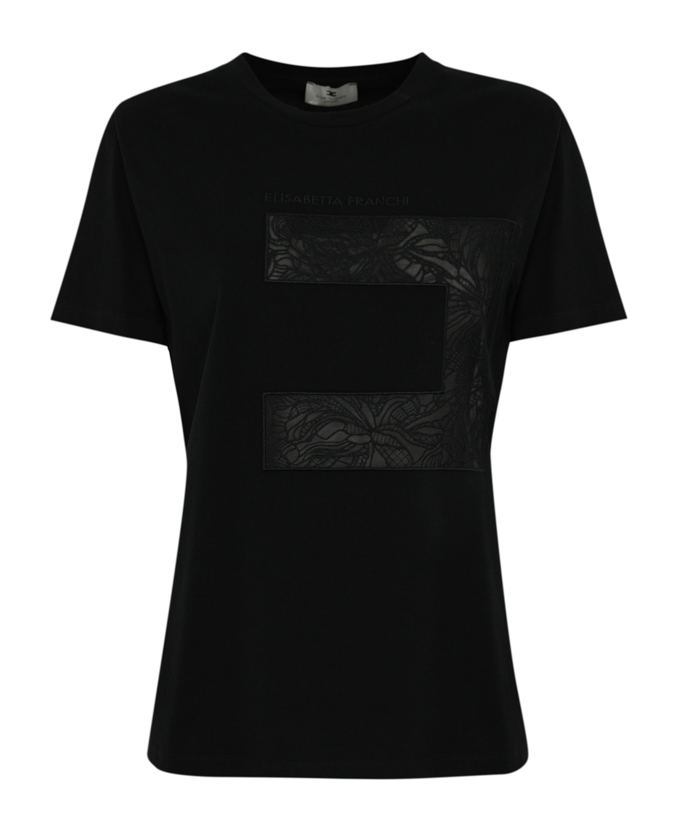 Elisabetta Franchi Jersey T-shirt With Macro Voile Logo - Black