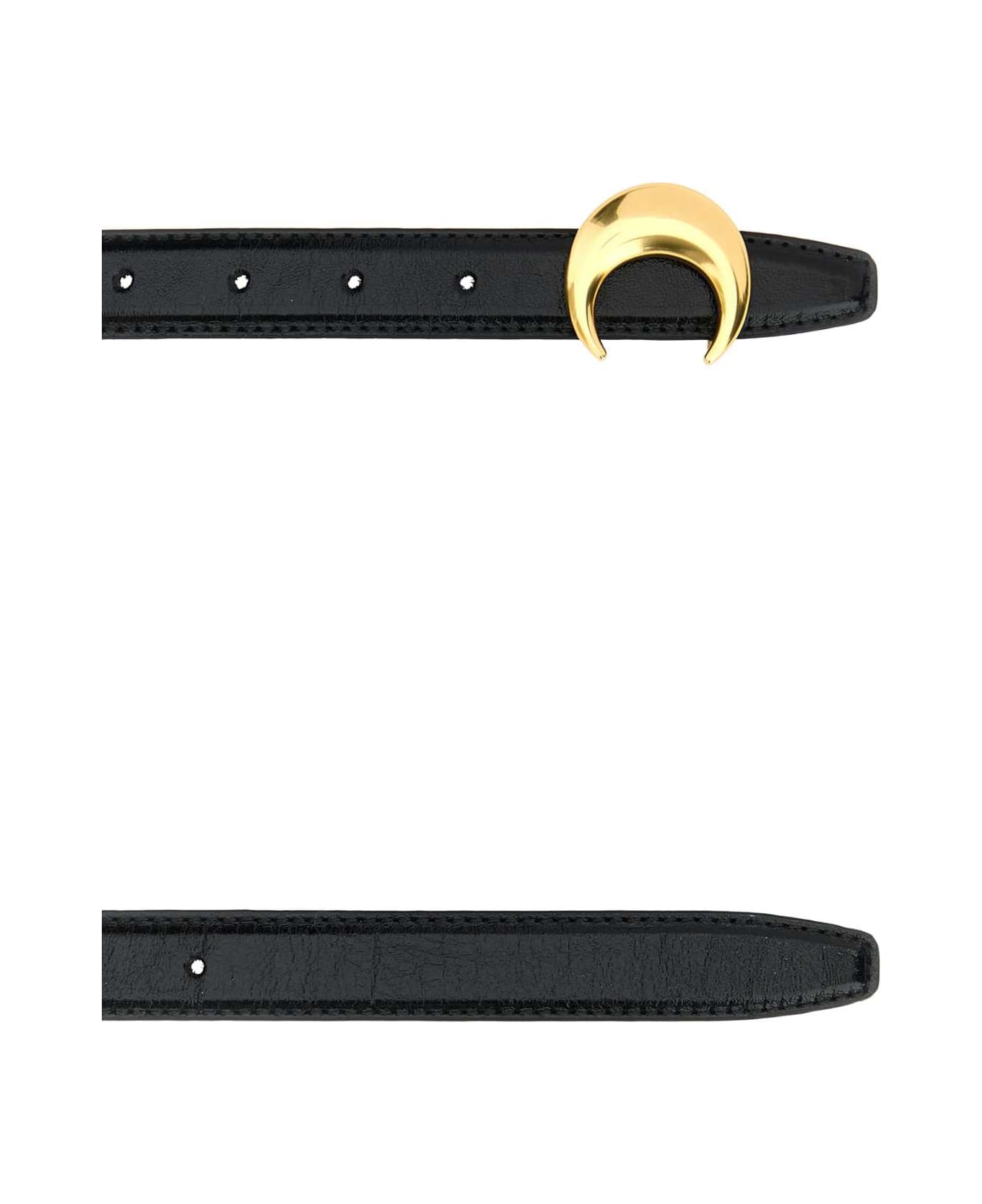 Marine Serre Black Leather Belt - BLACK