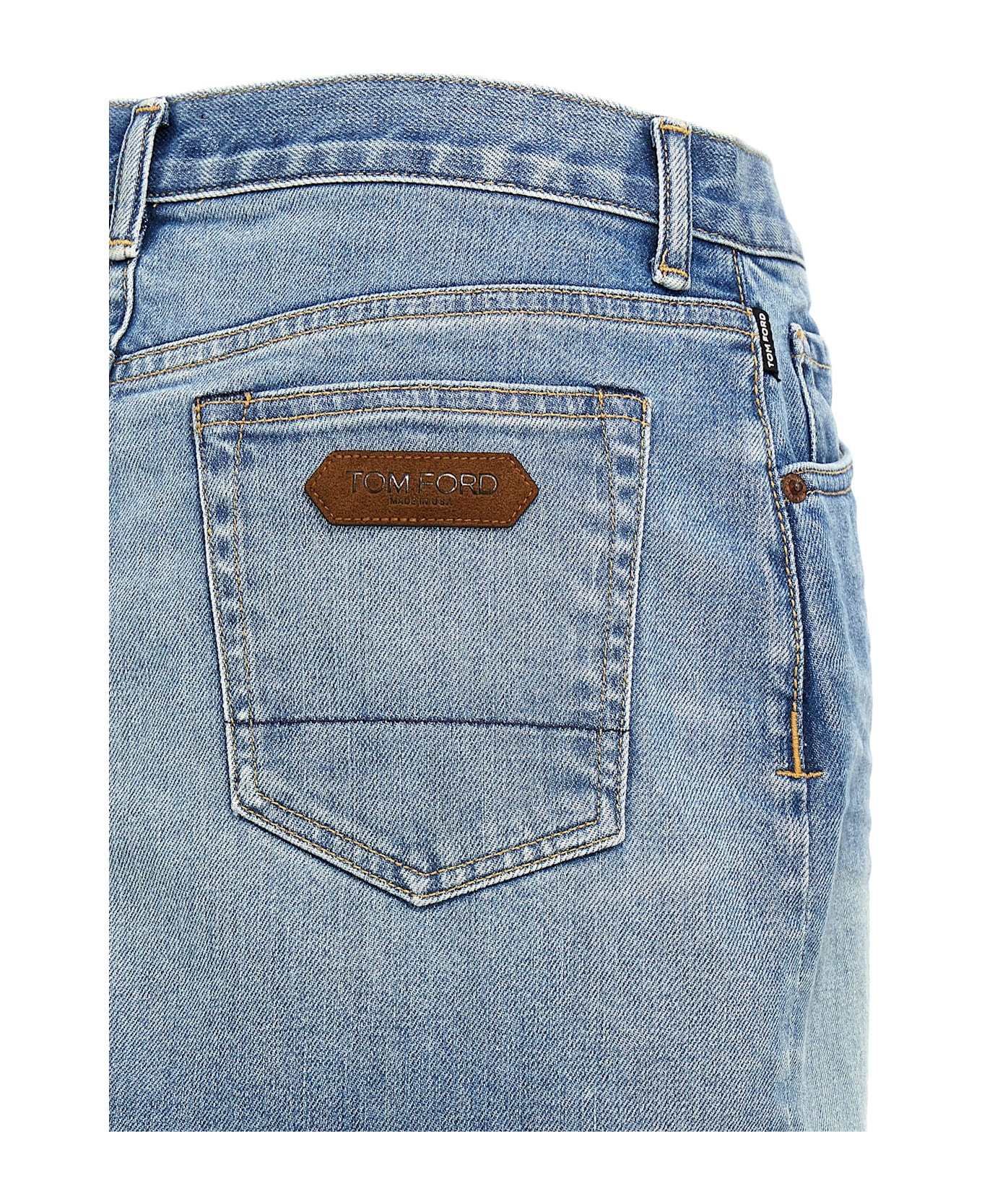 Tom Ford 'summer Stone Washed Denim Mini' Skirt - Light Blue