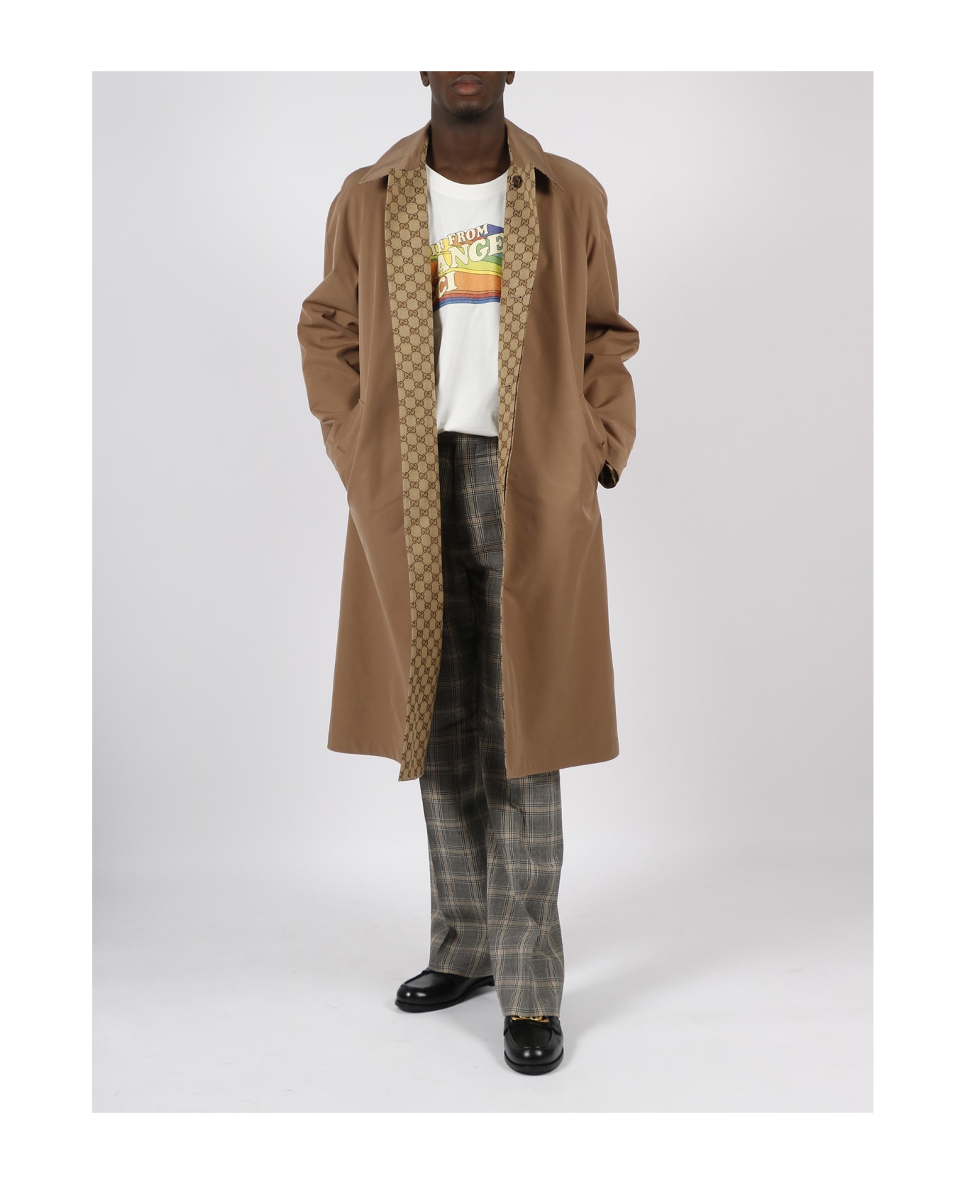 Gucci Wide Trousers In Prince Of Wales - Grey