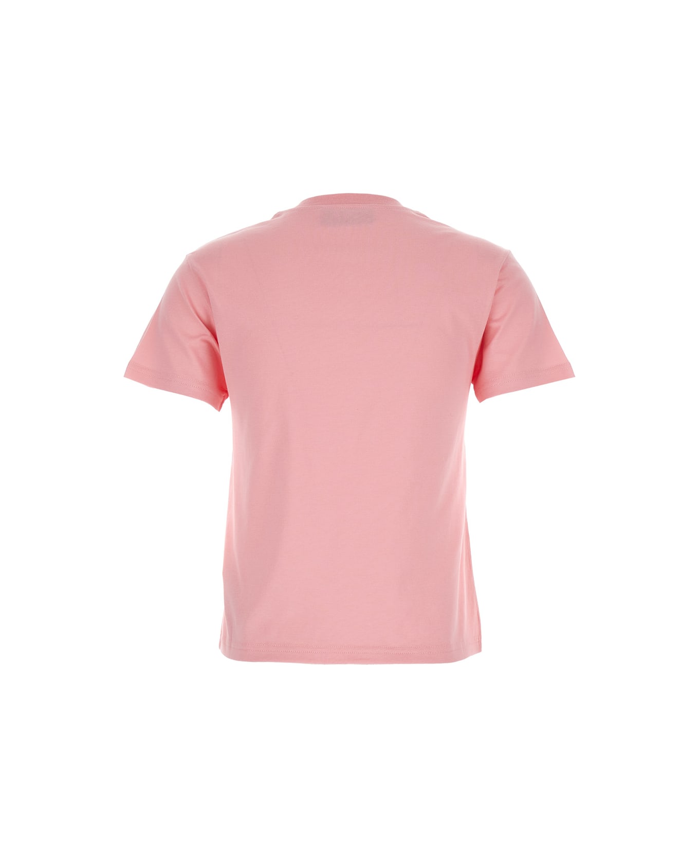 Gucci Pink Crewneck T-shirt With Logo Print On The Front In Cotton Woman - Pink