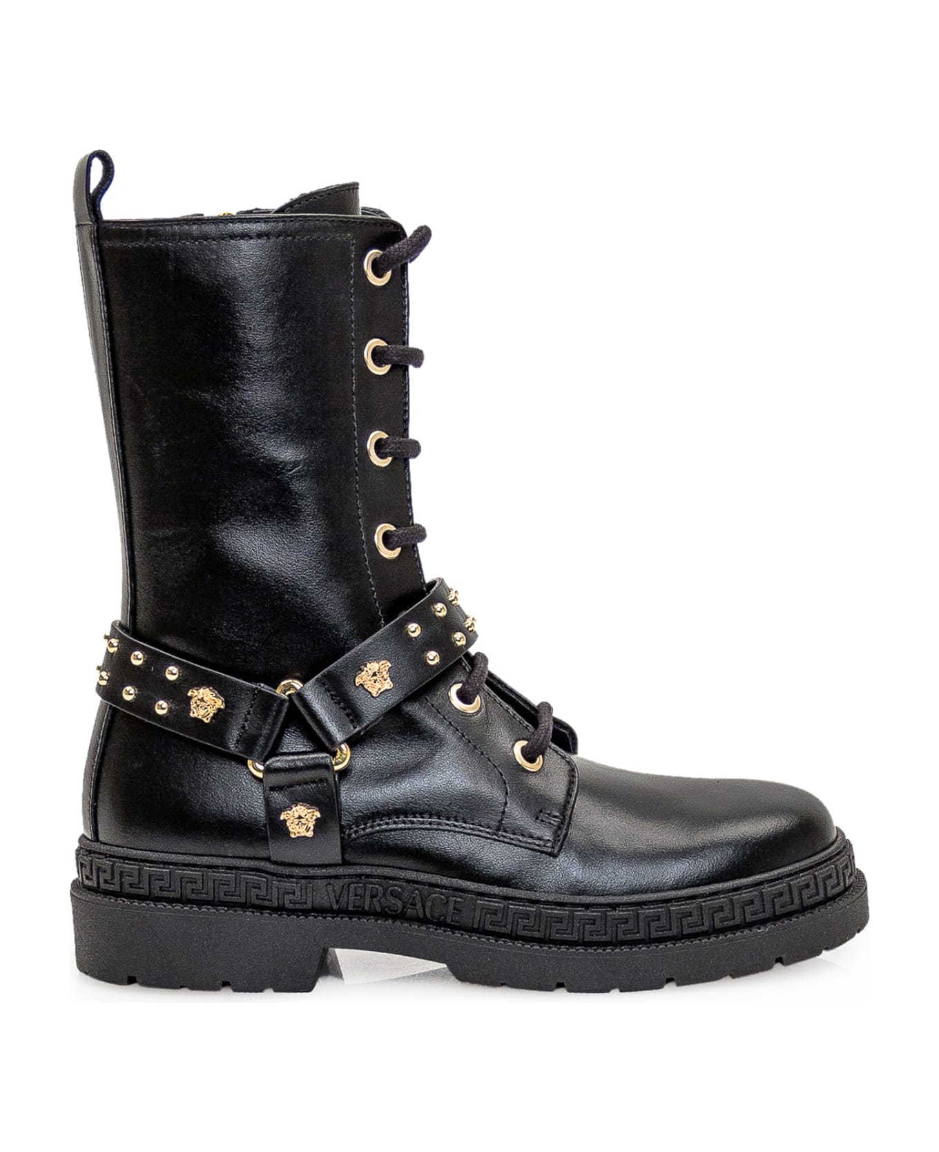 Versace Motorcycle Boots From Medusa - BLACK-VERSACE GOLD シューズ