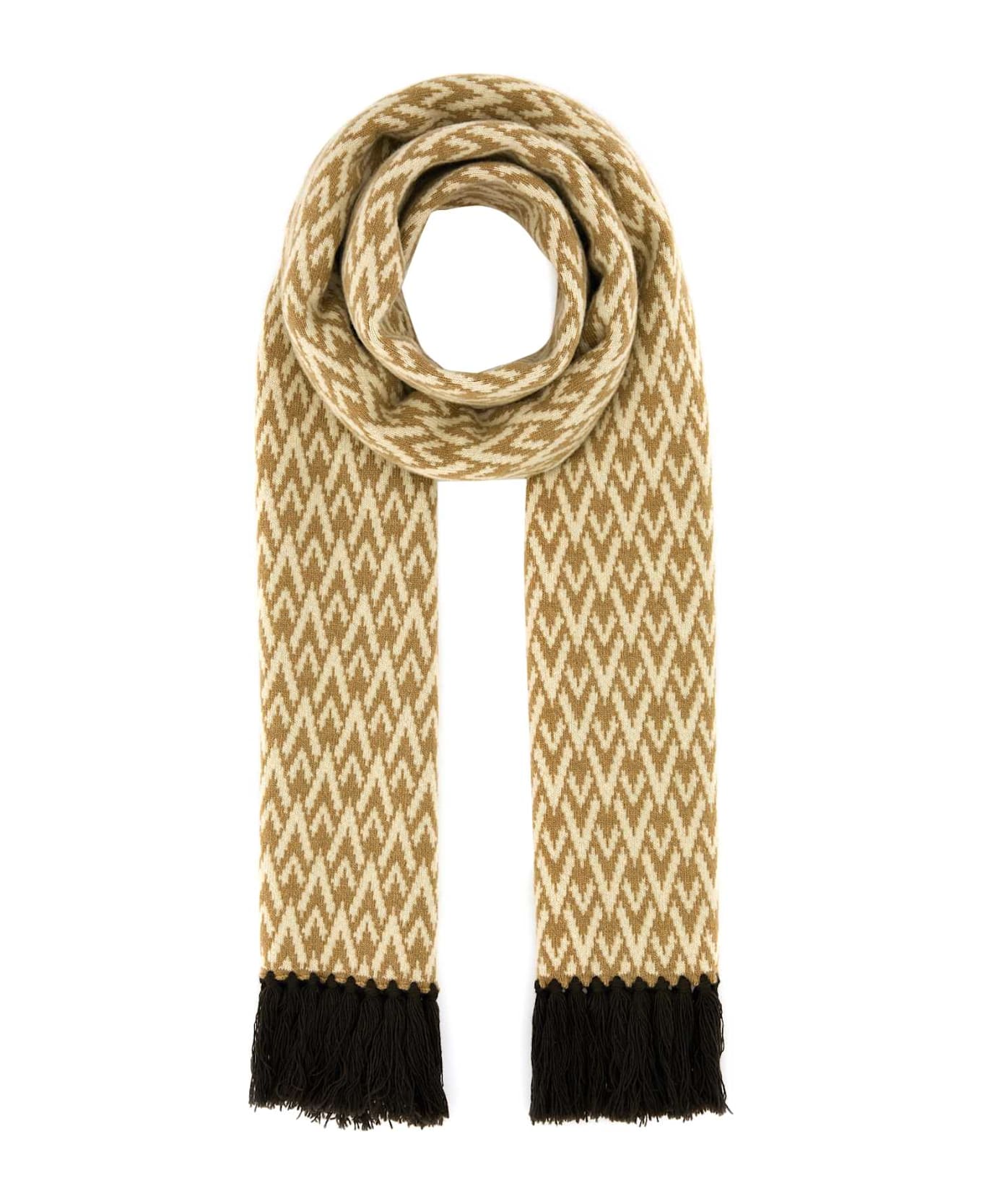 Valentino Garavani Embroidered Wool Toute La V Scarf - LIGHTCAMELCREMA
