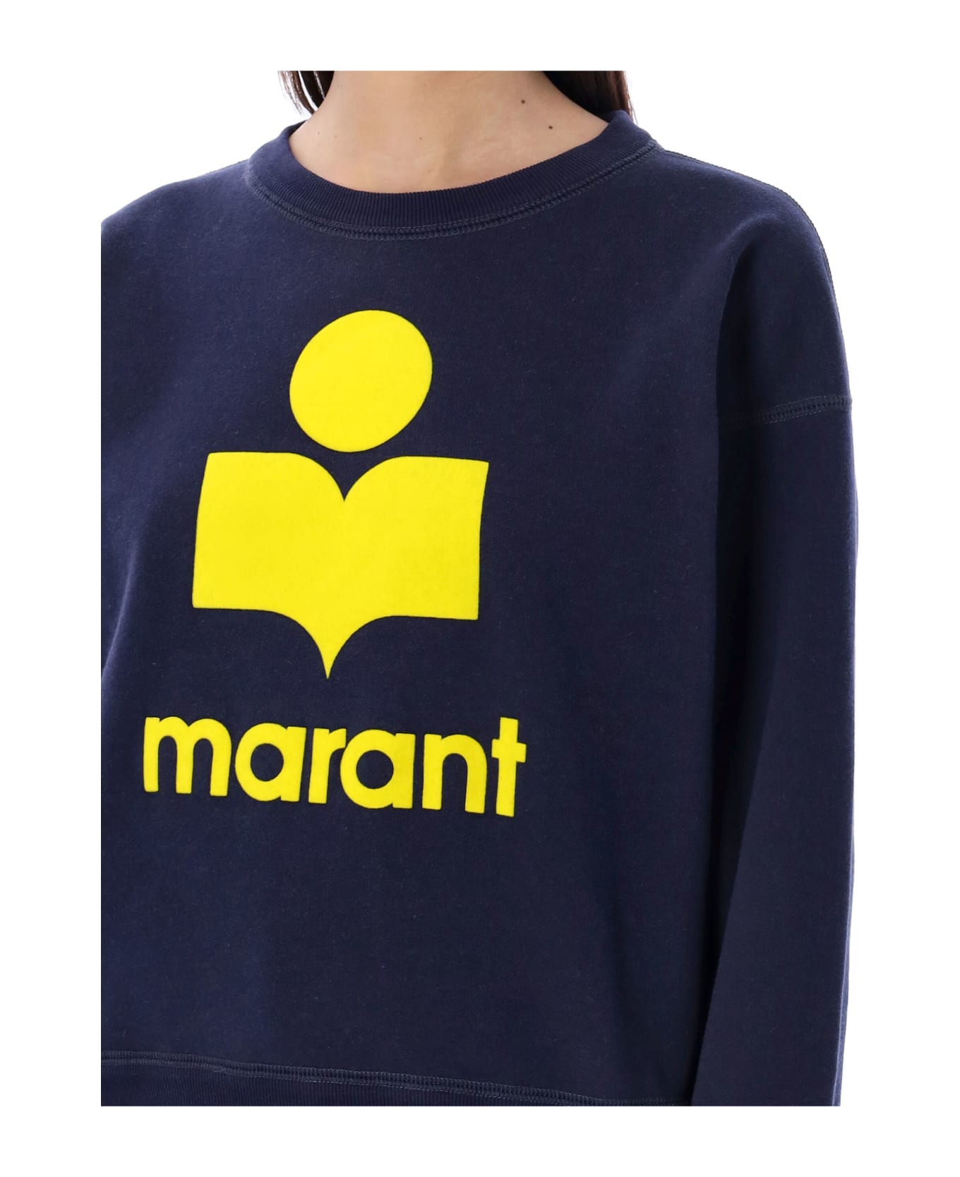 Marant Étoile Logo Printed Crewneck Sweatshirt - Navy/yellow