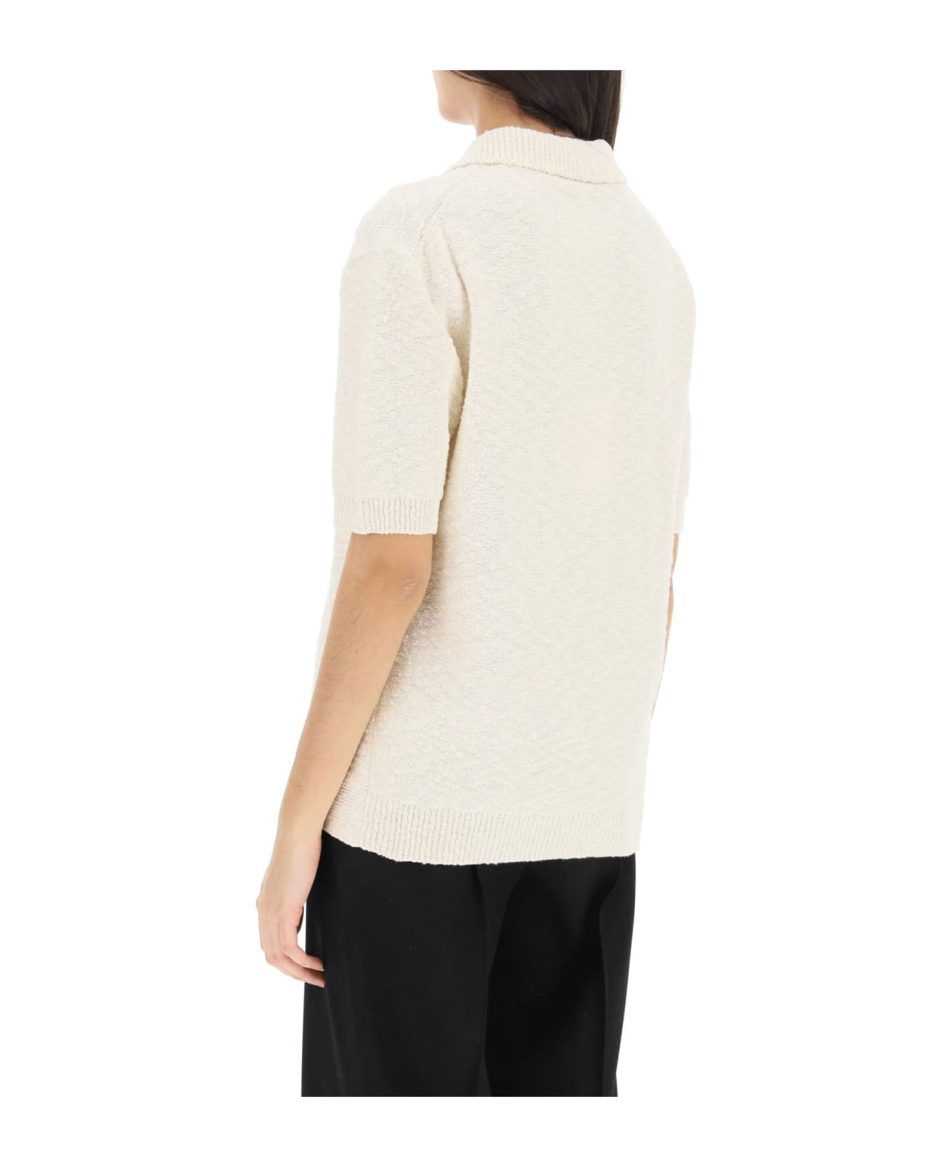 Maison Margiela Rib Trim Knit Polo Shirt - OFF WHITE (White)