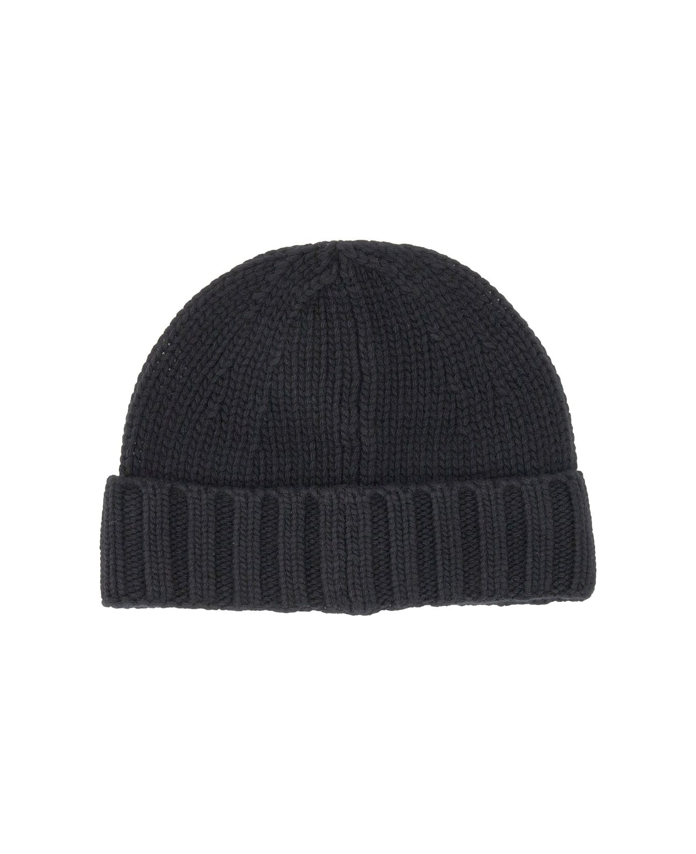Stone Island Knitted Virgin Wool Tribute Hat - black