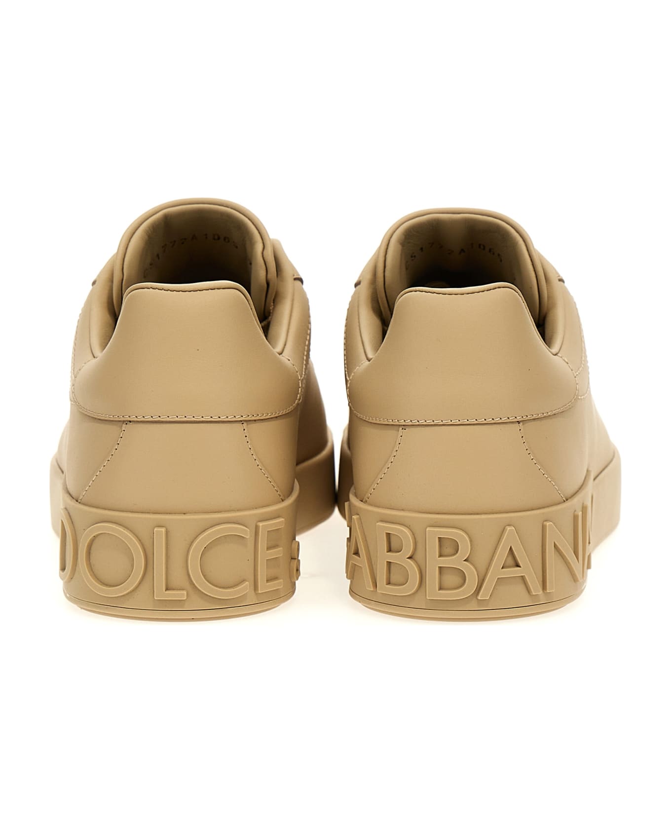 Dolce & Gabbana Portofino Leather Lace-up Sneakers - Beige