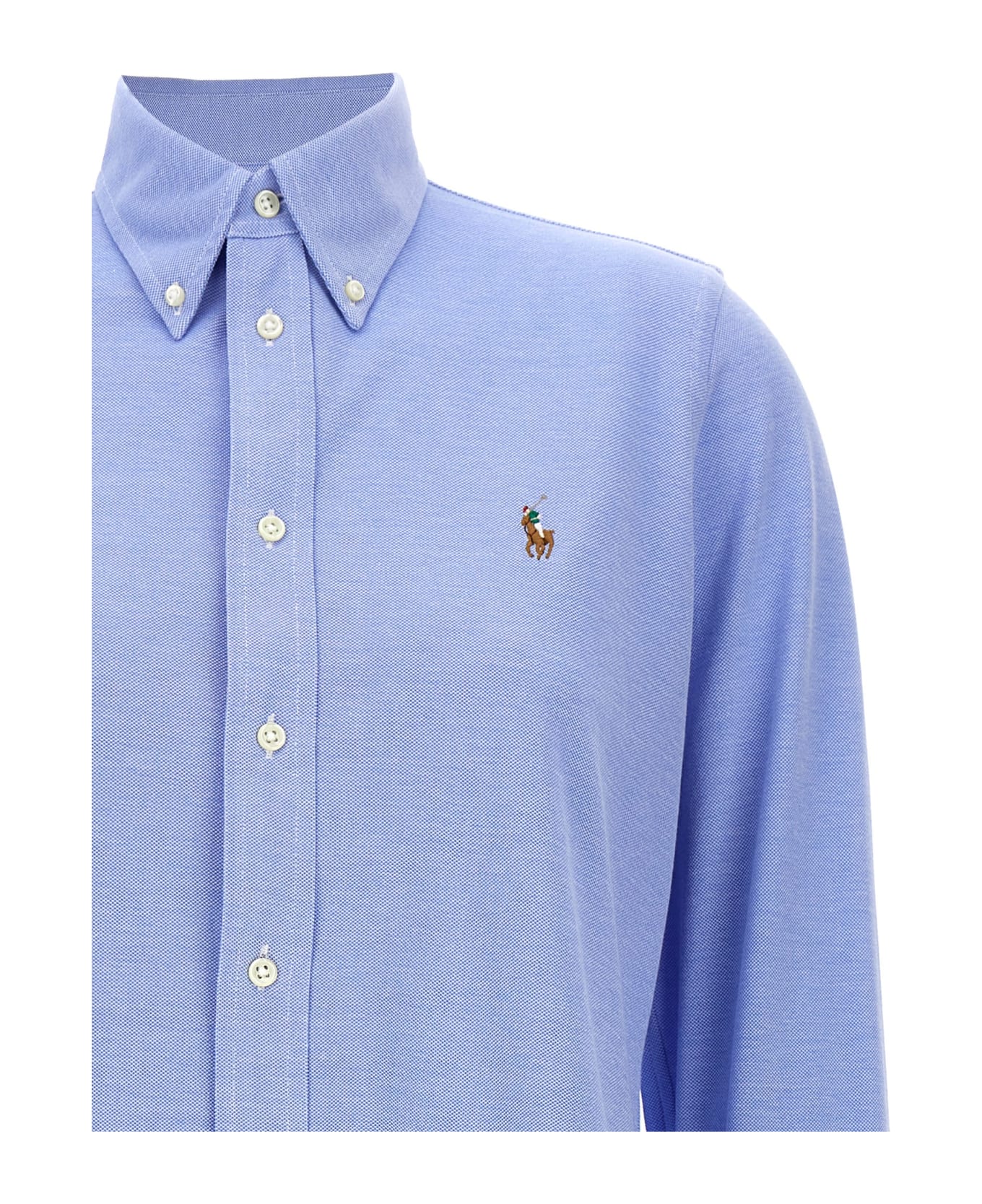 Ralph Lauren Logo Embroidered Buttoned Shirt - Light Blue