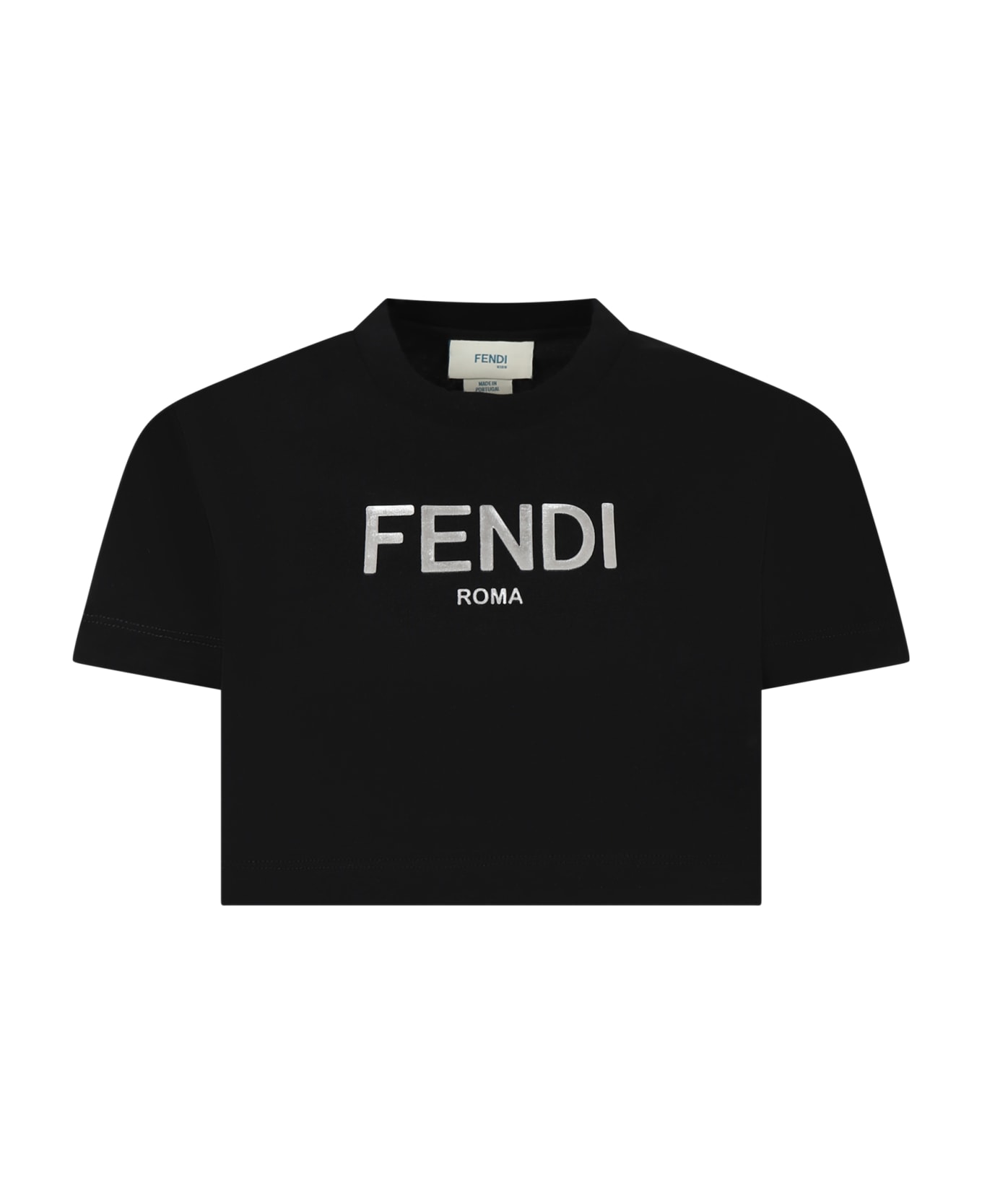 Fendi Black T-shirt For Girl With Logo - Black