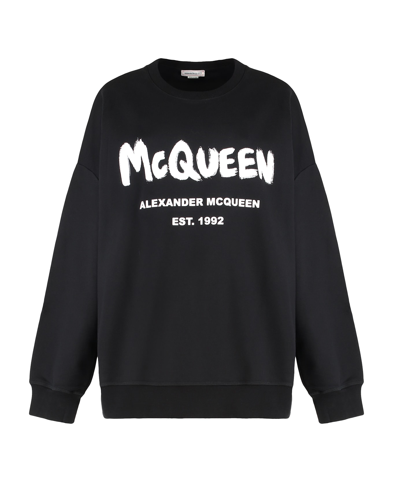 Alexander McQueen Cotton Sweatshirt With Logo - black