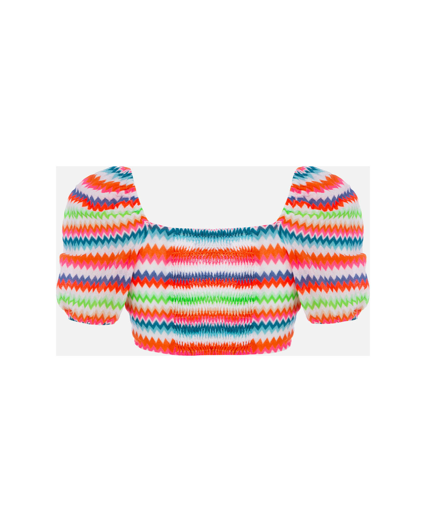 MC2 Saint Barth Woman Raschel Knit Cropped Top - MULTICOLOR