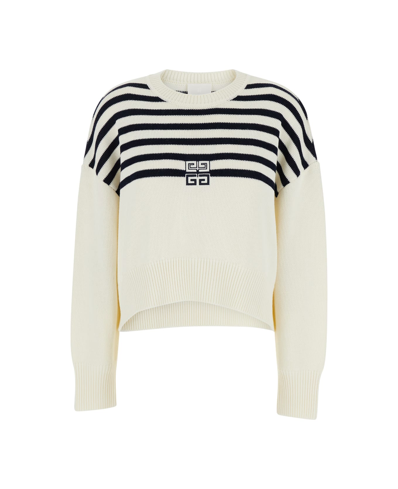 Givenchy White Striped Sweater With 4g Logo In Cotton Blend Woman italist ALWAYS LIKE A SALE