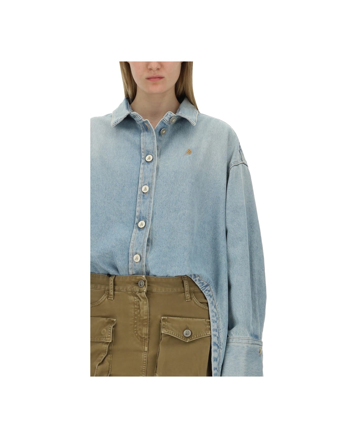 The Attico Denim Coat - Light Blue Denim