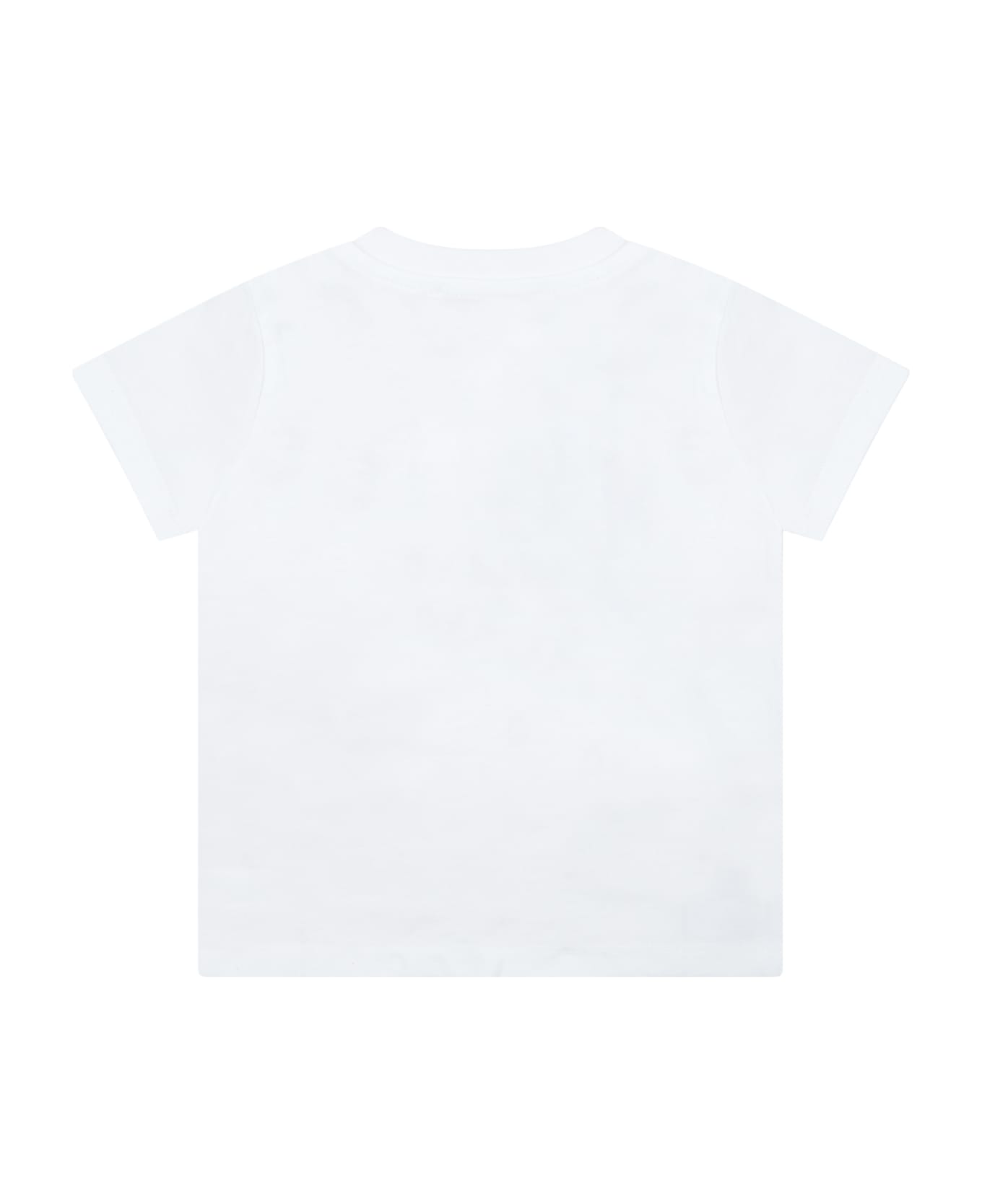 MSGM White T-shirt For Baby Boy With Black Logo - White