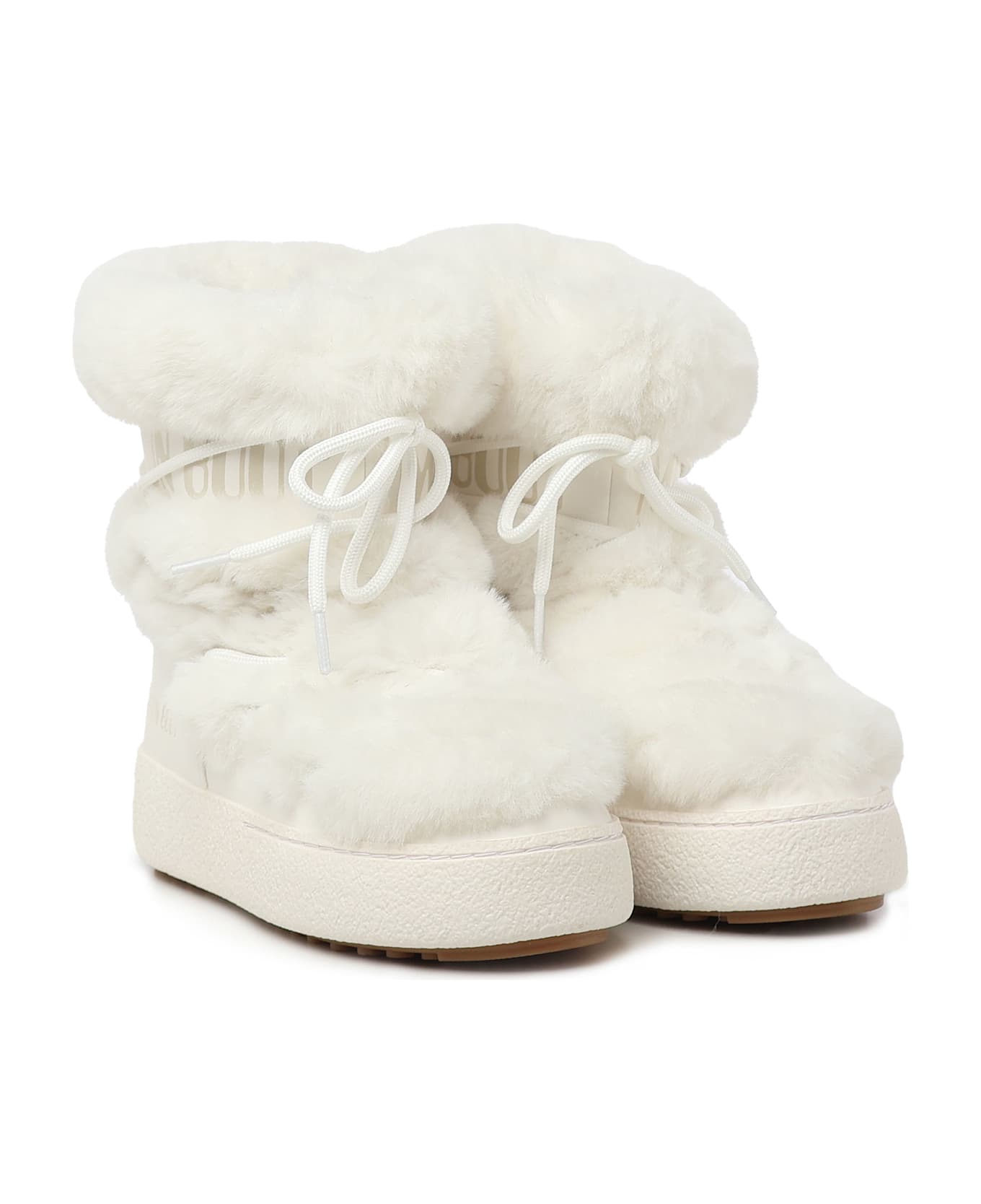 Moon Boot Ankle Boots With Fur - Bianco