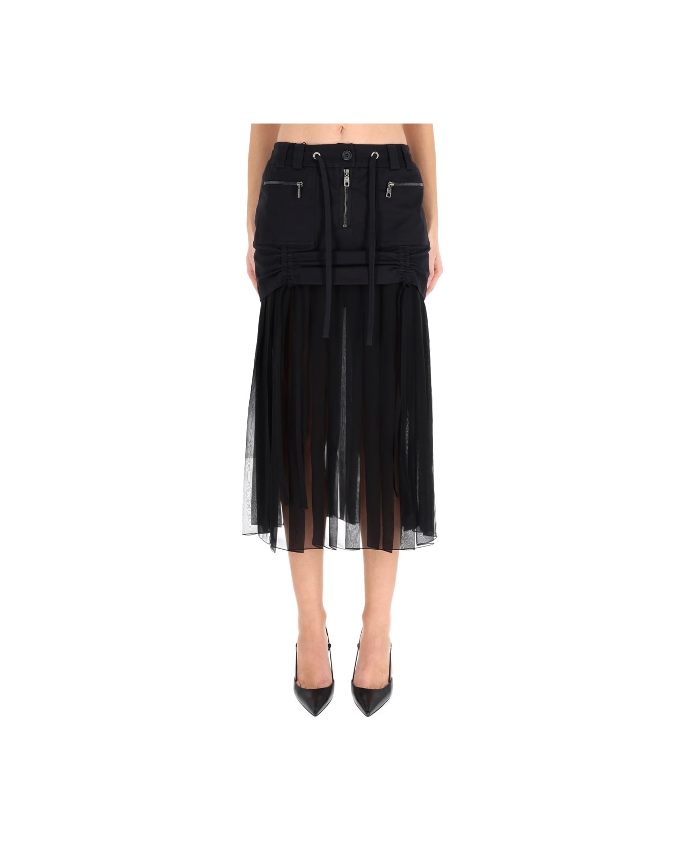 Dolce 
Gabbana Silk Midi Skirt - BLACK
