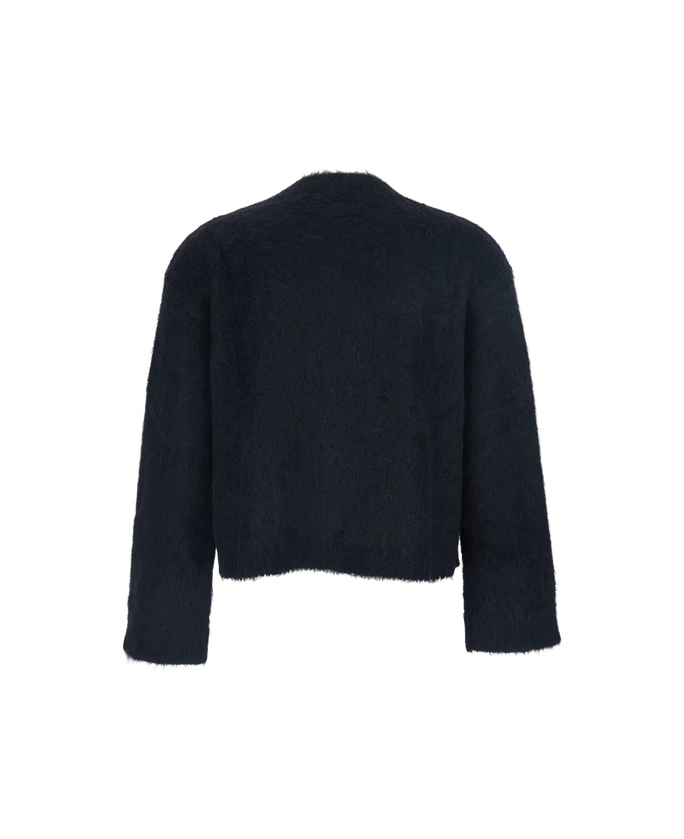 Antonelli 
marzia
 Black Crewneck Cardigan With Ribbed Trims In Wool Woman - Black