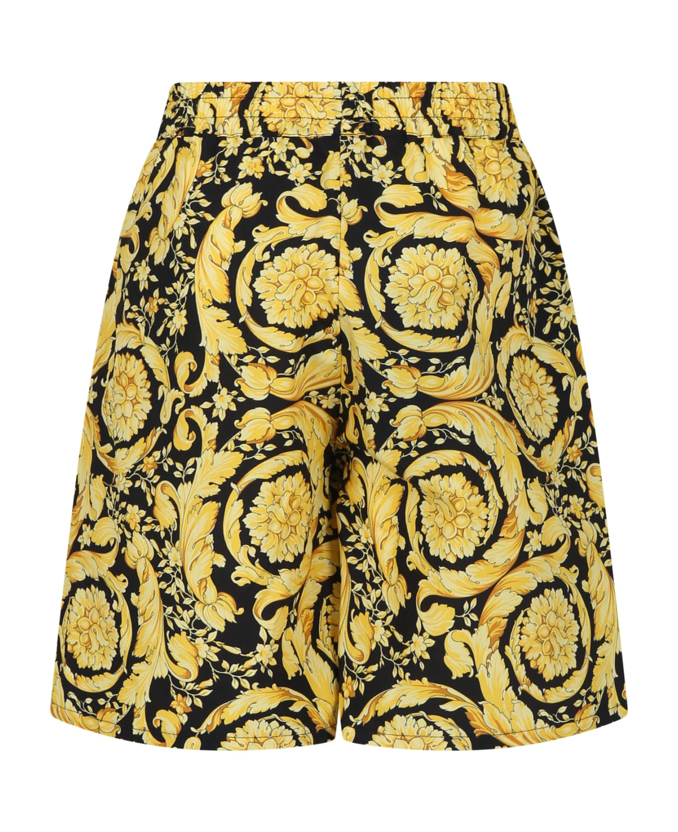 Versace Black Shorts For Boy With Baroque Print - Black