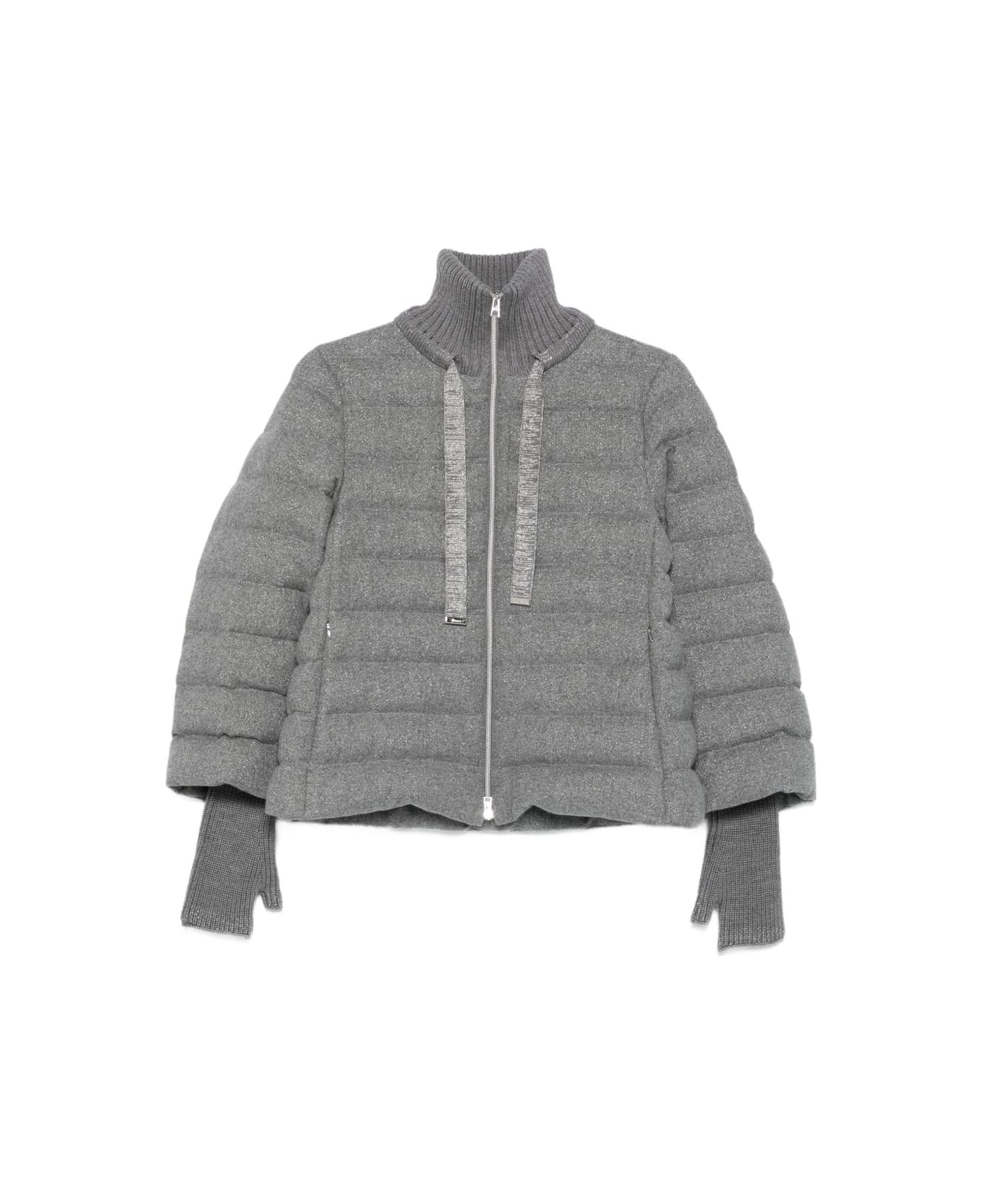 Herno Cashmere And Wool Padded Jacket - Light Grey