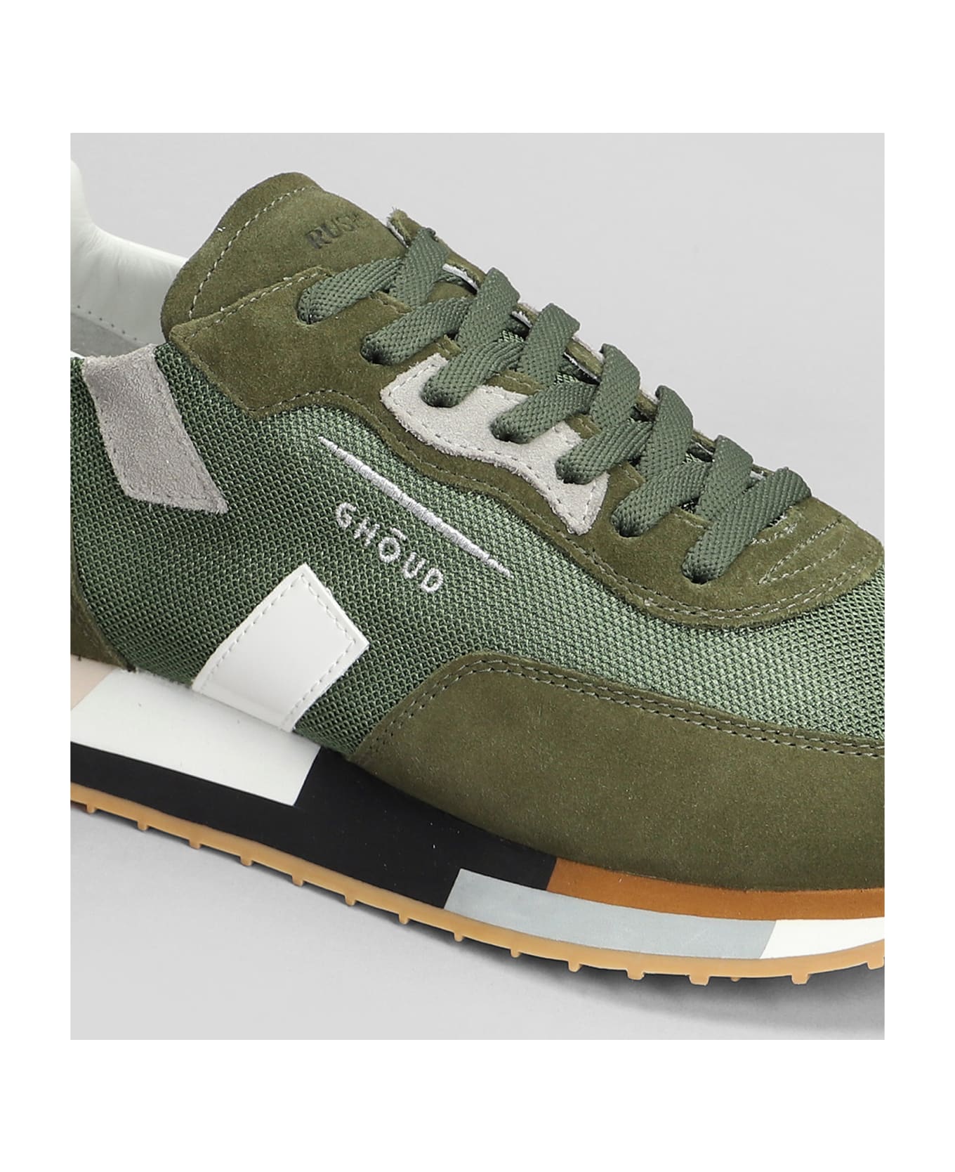 GHOUD Rush Multi Sneakers In Green Suede And Fabric - green スニーカー