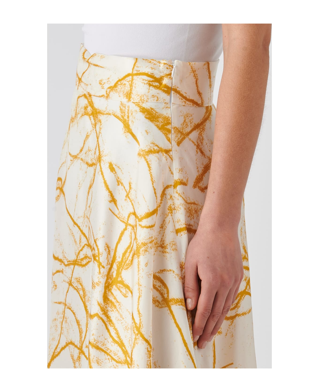 Gran Sasso Viscose Skirt - BIANCO-ORO スカート