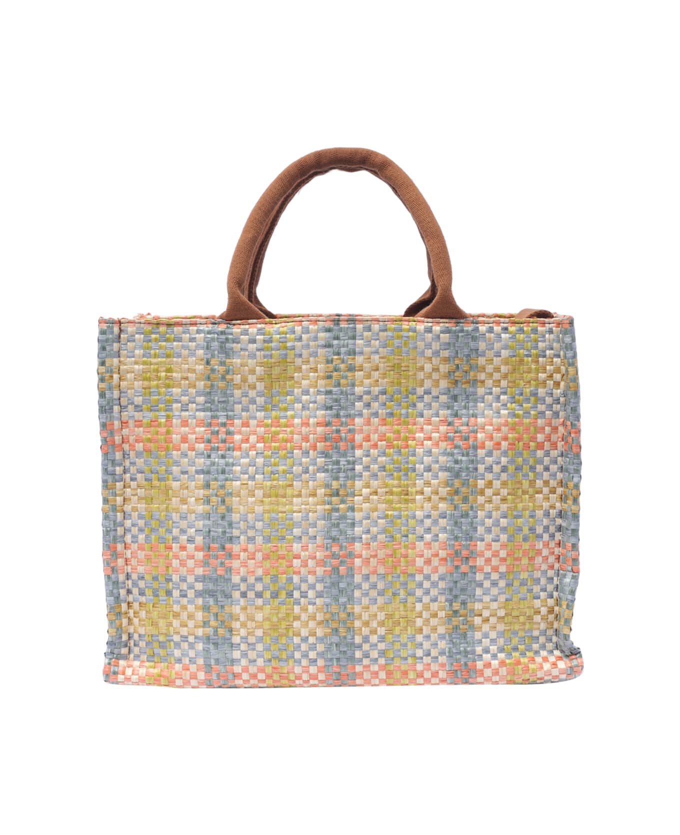 Marni Small Basket Bag Rafia Tissue - Lemon/apricot/moca