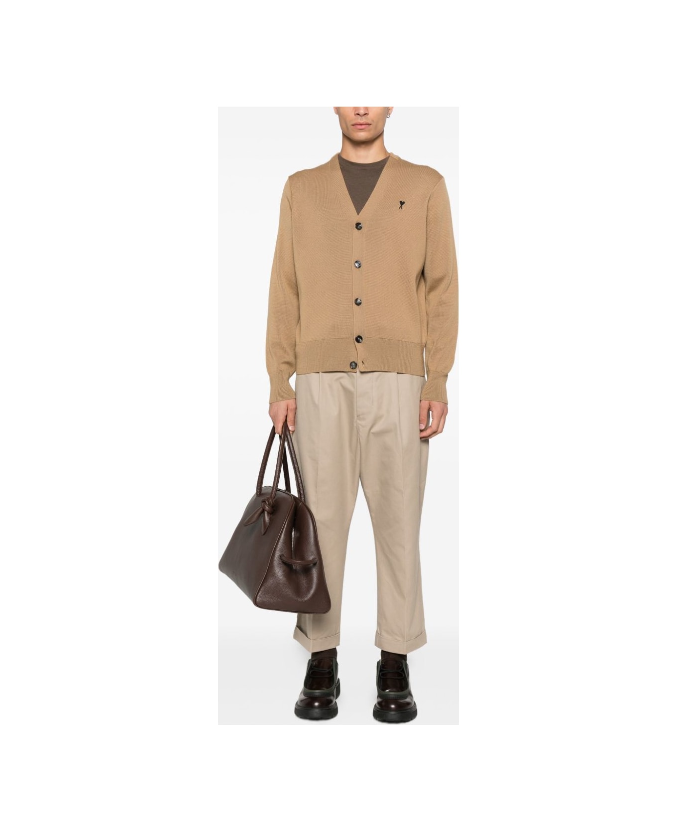 Ami Alexandre Mattiussi Ami Paris Pleated Cotton Trousers - Beige