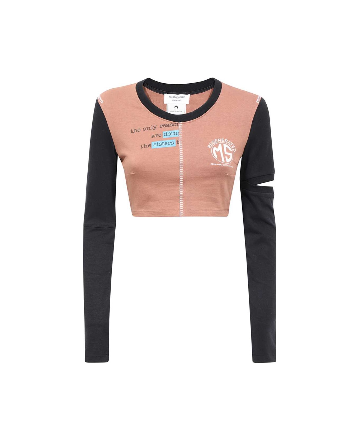 Marine Serre Long Sleeve Crop Top - brown