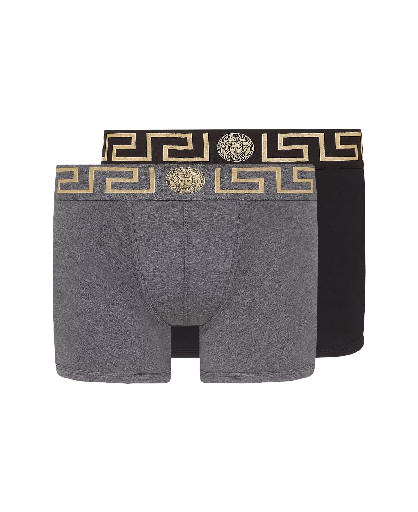 Versace Pack Of Two Boxer Shorts With Greek Motif - BK/GR ショーツ
