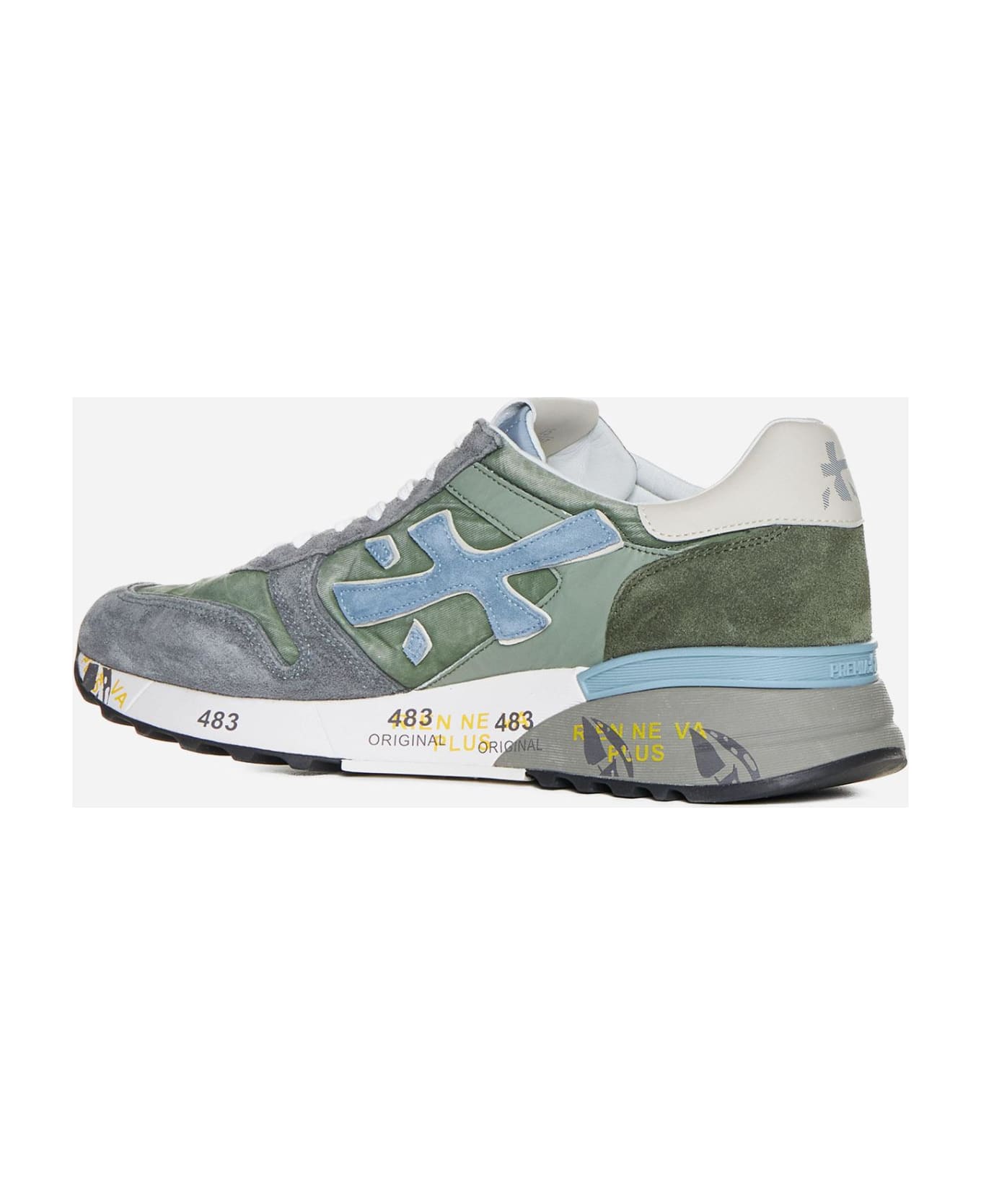 Premiata Mick Suede, Fabric And Leather Sneakers - Military green