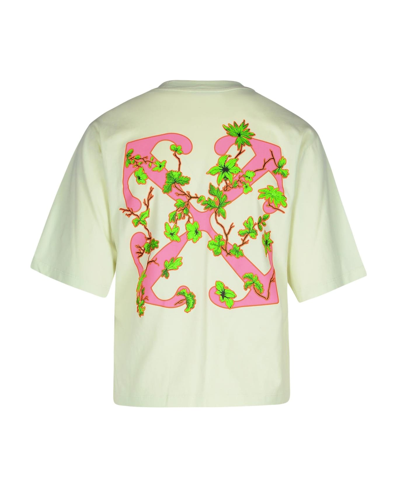 Off-White 'ramage Flower' Green Cotton T-shirt - Green