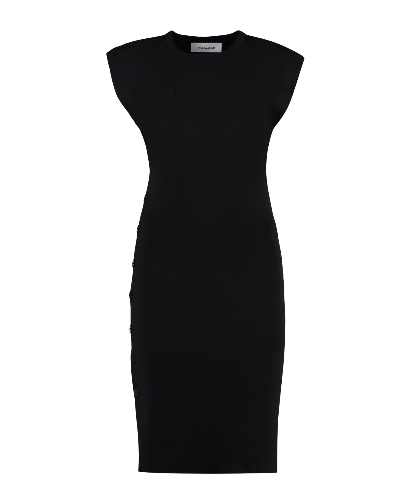 Yves Salomon Ribbed Knit Dress - black