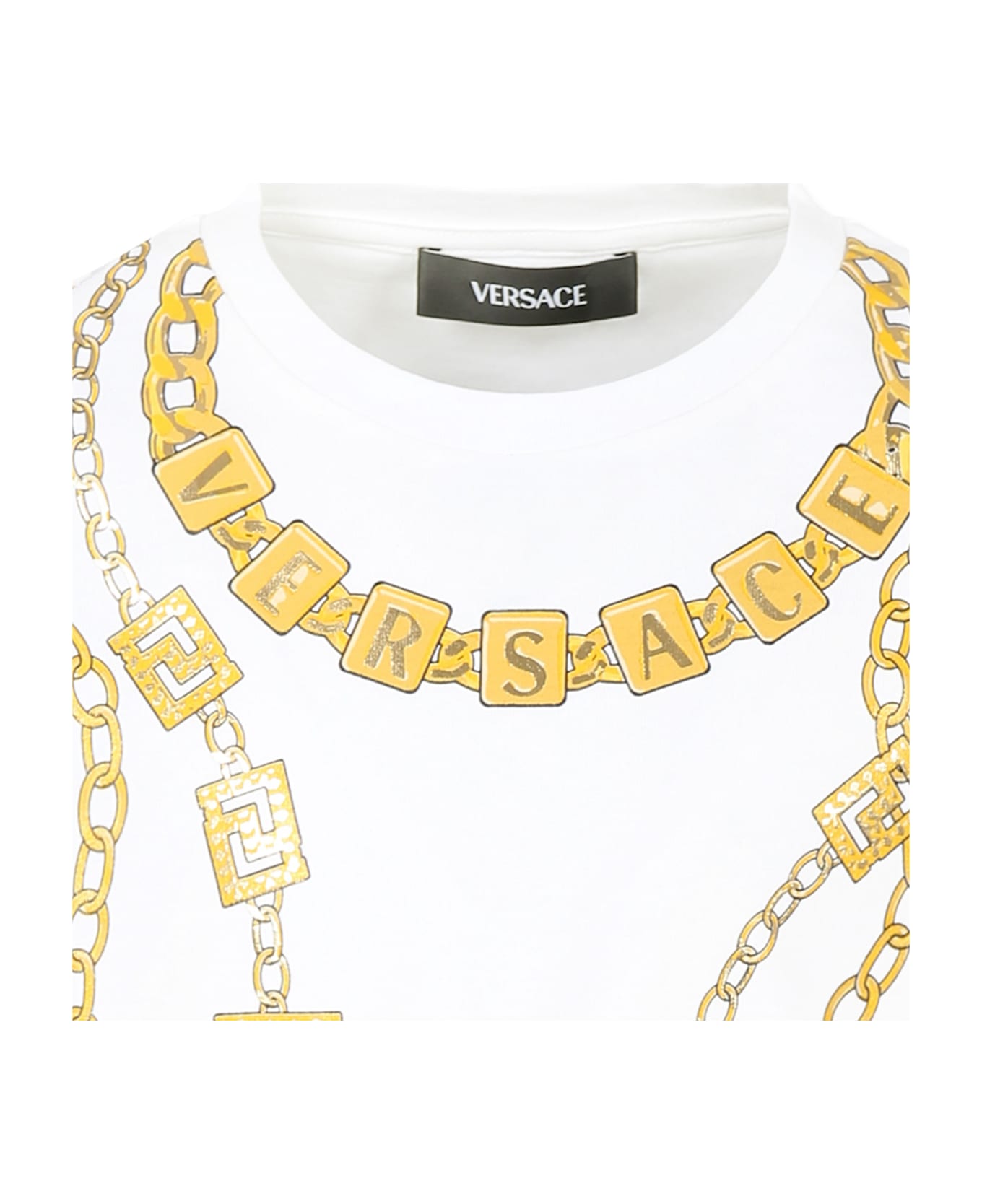 Versace White T-shirt For Kids With Logo - White